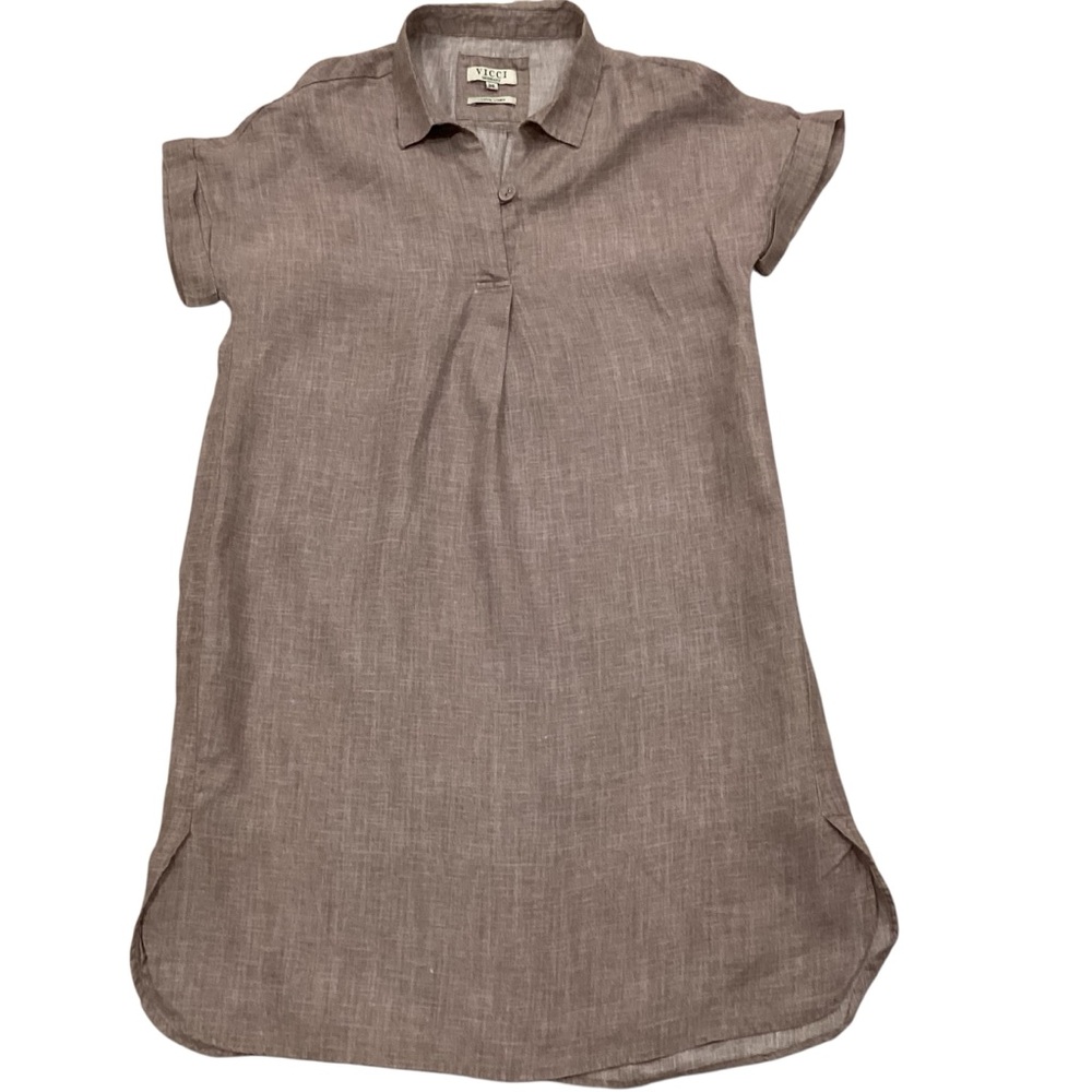 VICCI Germany Casual Light Brown 100% Linen Shirt Dress, Size 36